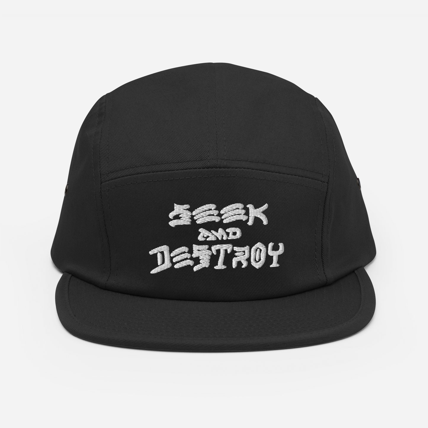 “SEEK AND DESTROY” Black/White 5 panel cap